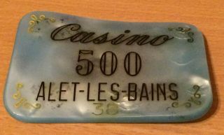 Vintage Alet - Les - Bains Casino Plaque - 500 Francs - France - Warped But