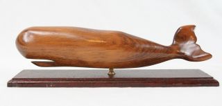 12” Artist Signed 1981 Wood Carving Whale Figurine Nautical Folk Art