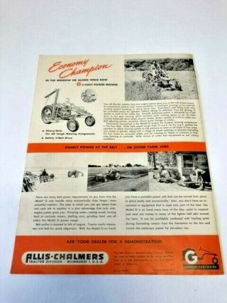 Vintage Allis Chalmers Model G Rear Engine Tractor Brochure 3