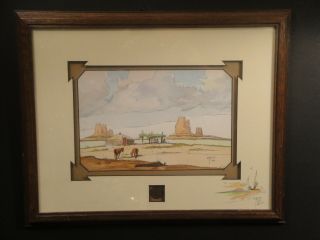 William T Zivic - Framed Watercolour - Native On Horse - 1976 -