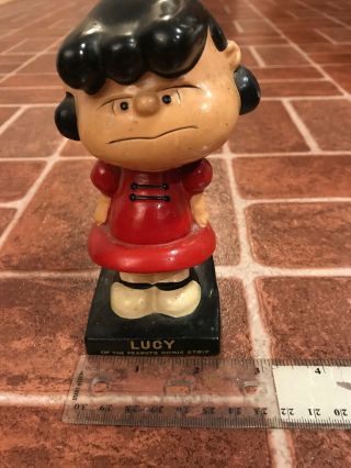 Peanuts Comic Strip Lucy Signed Lego 1959 Made In Japan Bobblehead