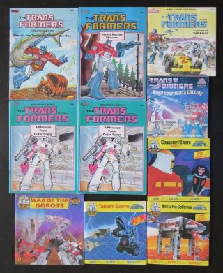 Vintage Transformers & Gobots Books,  Read Along Books W/record & Coloring Books.