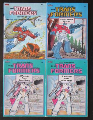 Vintage TRANSFORMERS & GOBOTS Books,  Read Along Books w/Record & Coloring Books. 3