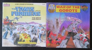 Vintage TRANSFORMERS & GOBOTS Books,  Read Along Books w/Record & Coloring Books. 5