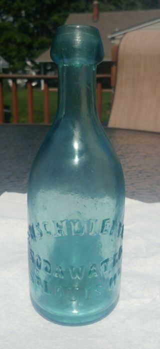 W.  Schlieper Soda Water St.  Louis Aqua Pontil Bottle