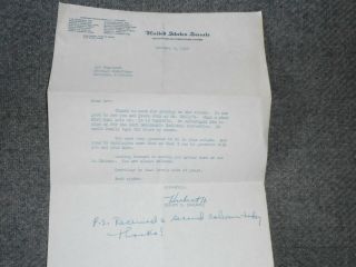 Hubert Humphrey Us Vice President Minn Senator Signed Letter To Irv Kupcinet