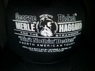 Vtg Merle Haggard And The Strangers Trucker Tour Hat Cap George Dickel Whiskey