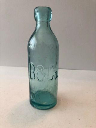 B&co.  Aqua Blob Top Soda Bottle 19th Century