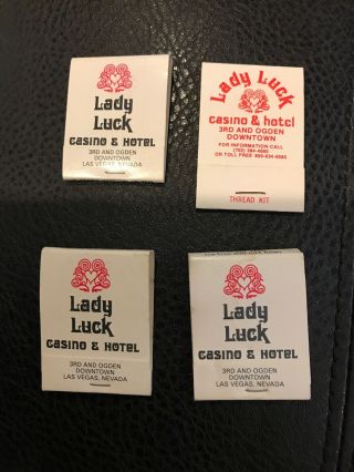 Lady Luck Hotel Casino Las Vegas,  Nevada Logo Book Of Matches (3) Sewing Kit (1)