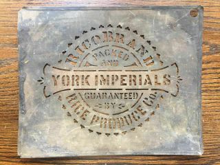 Rico Brand York Imperial Apples Adams County Pa Rice Produce Brass Stencil 1900s