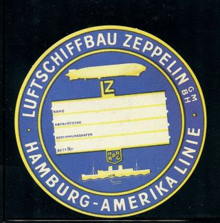 Us Luggage Label Cinderella Hamburg America Steamship Lines Zeppelin