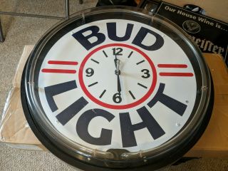 Vintage Bud Light Beer Neon Light Clock Sign Vintage Bar Light And
