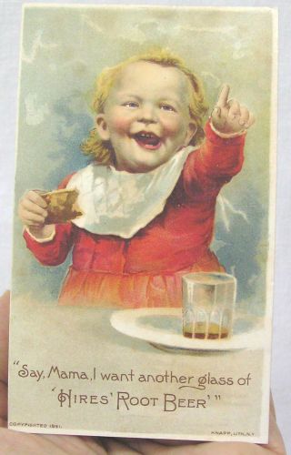 Vintage Victorian Trade Card Hires Root Beer Child 1891 Great Graphics