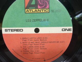 Led Zeppelin II EX,  /VG,  1969 Vinyl LP SD 19127 3