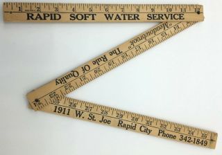 Rapid City Sd Vintage Advertising Folding Ruler Yard Stick 36 " Rapid Soft Water