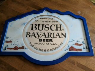Busch Bavarian Beer 50th Anniversary Mirror 1955 - 2005