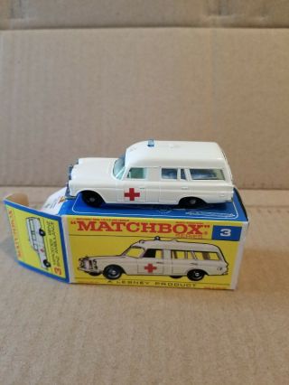 Vintage Matchbox/lesney Mercedes Benz Ambulance No.  3 Box