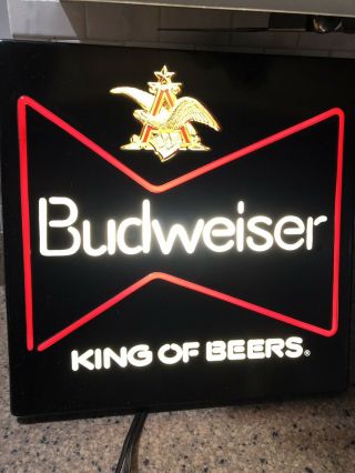 Vintage Budweiser Lighted Sign King Of Beers Neon Light Up Bar Decor 18 " X 18 "
