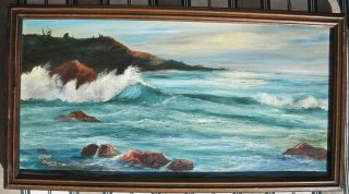 Clyde Owes Listed California Artist Oil Painting Big Sur,  Ca.  Seascape
