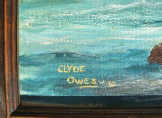 CLYDE OWES LISTED CALIFORNIA ARTIST OIL PAINTING BIG SUR,  CA.  SEASCAPE 2