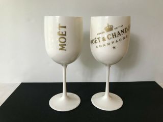 MOET CHANDON Ice Imperial White Acrylic Champagne Glasses Goblets GUC 2