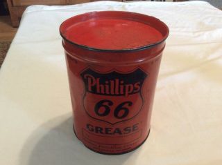 Early Phillips 66 Orange & Black 5 Lb.  Grease Can Rare Oil Advertising