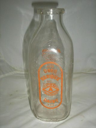 Vintage Good Service Dairy Quart Milk Bottle,  El Paso,  Texas Area,  Good Cond.