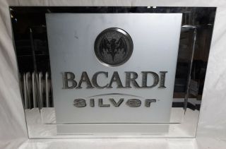 2002 Bacardi Silver 18 " X 24 " Mirrored Bar Sign From Anheuser Busch