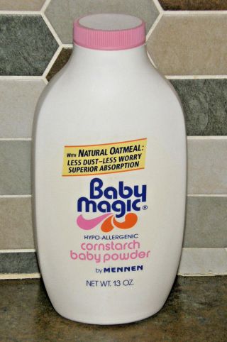 Vintage Baby Magic Corn Starch Powder Bottle Mennen Prop 13 Oz