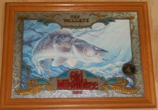 The Walleye - Old Milwaukee Beer Mirror Sign