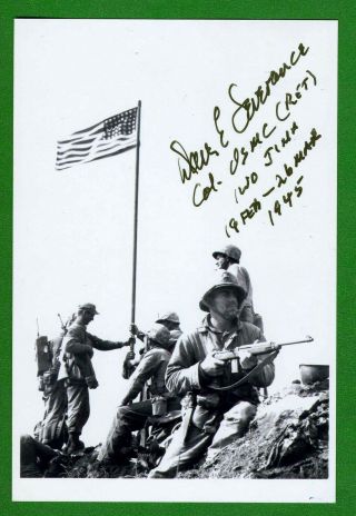 Col.  Dave Severance Wwii Iwo Jima,  2nd Flag Raised Signed 4x6 Photo E19284