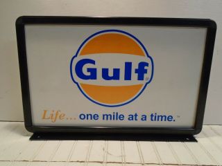 Gulf 2 Sided Tin Sign With Mounting Frame