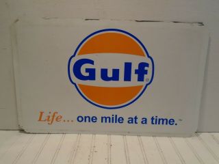 Gulf 2 sided Tin Sign with Mounting Frame 2
