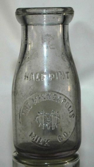 The Minneapolis Milk Company 1/2 Pint Bottle W/ Embossed Monogram Hand Finished