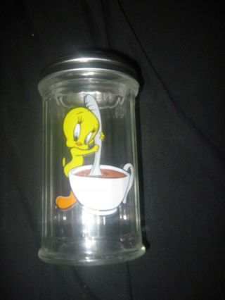 Rare Htf 1997 Tweety Bird Looney Toons Glass Sugar Shaker Pourer Dispenser