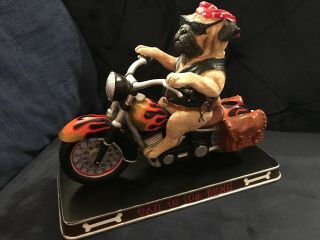 Danbury Sculpture Bad To The Bone Pug Dog Motorcycle Rider Statue