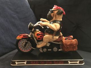 Danbury Sculpture Bad To The Bone Pug Dog Motorcycle Rider Statue 2