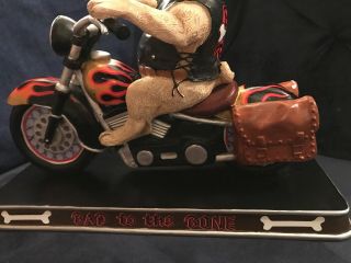 Danbury Sculpture Bad To The Bone Pug Dog Motorcycle Rider Statue 4