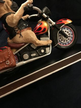 Danbury Sculpture Bad To The Bone Pug Dog Motorcycle Rider Statue 8