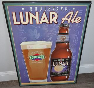 Boulevard Brewing Co Lunar Ale Vtg Beer Sign Bar Man Cave Large Metal 23 " X 31 "