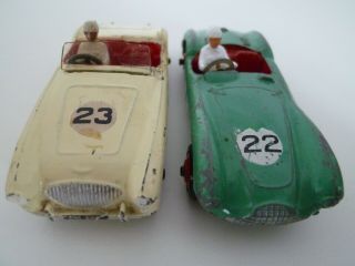 Vintage Dinky 109 & 110 Austin Healey & Aston Martin Db3s Racing Pair 1950s