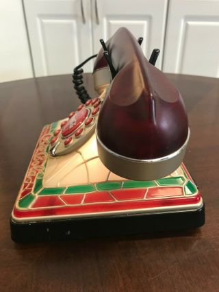 Vintage Stained Glass Look Coca Cola Coke Desk Phone Telephone Lights Up 3