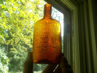 Amber Ginter Co Importers Boston 7 Oz Pre Pro Whiskey Flask Hand Blown