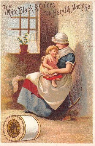 1887 Calendar J & P Thread Victorian Trade Card Mother Child Rocking Chair