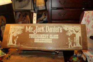 Vintage Wood Wooden Mr.  Jack Daniels Tournament Class Horseshoes Sign 8 " X 25 "
