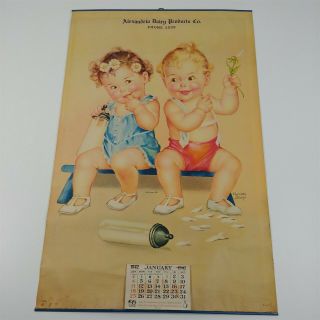 Alexandria Dairy Products Virginia Milk Advertising Calendar 14 " X 22 " 1942