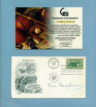 Rare Signed Ira Gershwin 1961 U.  S.  First Day Of Issue Cover Auto Gai