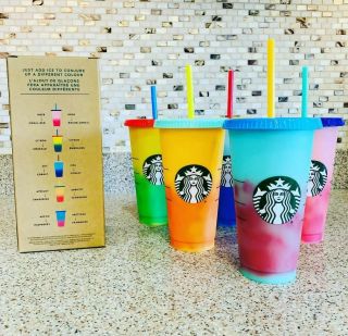 Starbucks Color Changing Plastic Reusable Cup.  3 Colors Left