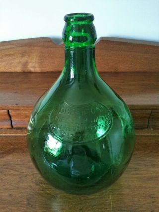 Vintage MCM Green Pressed Glass Darrigo ' s Grape Juice Ltd.  Large Bottle 2