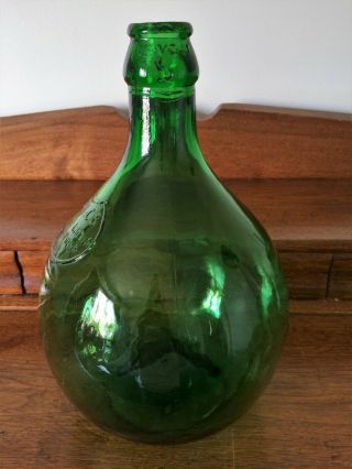 Vintage MCM Green Pressed Glass Darrigo ' s Grape Juice Ltd.  Large Bottle 5